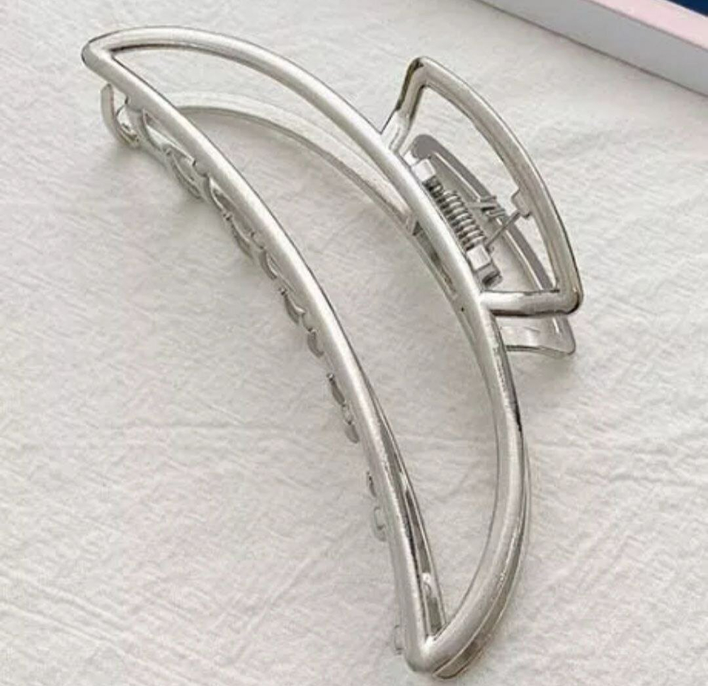 Заколка краб для волос классическая.Усиленная Большая  Усиленная. Классическая. Полукруглая. Цвет серебро