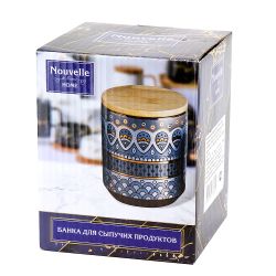 Банка для сыпучих продуктов (с бамбуковой крышкой) "Чайхана" d=10см. h=12,5см. v=650мл.
