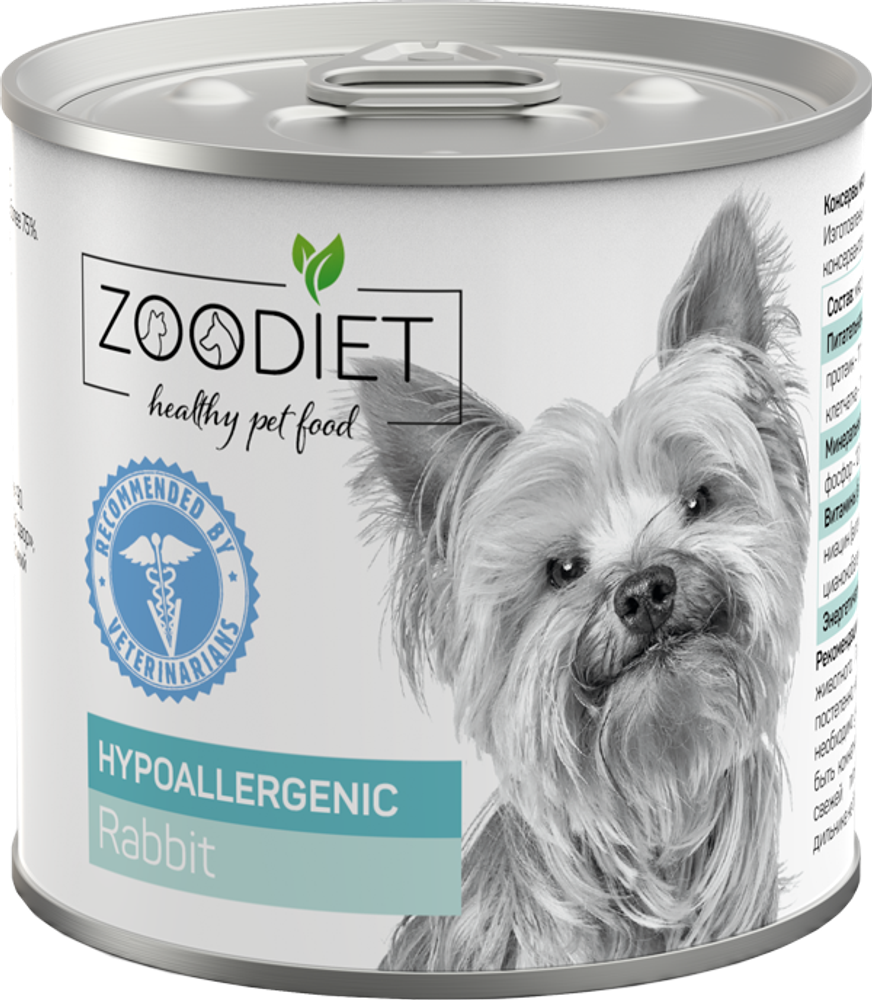 Корм консервированный для собак склонных к аллергии Zoodiet Hypoallergenic Rabbit Кролик 240 г