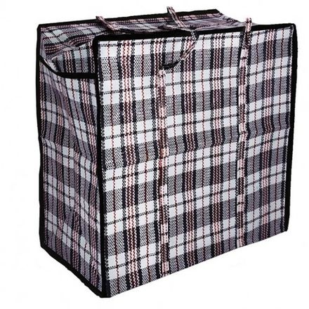 Сумка полипропиленовая хозяйственная 55х50+28см с молнией "Клетка" (1/12)