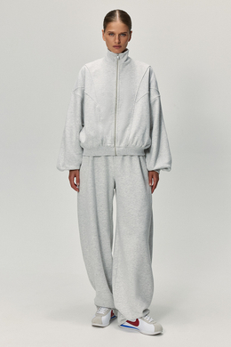 Олимпийка с рельефными швами утеплённая Светло-серый меланж