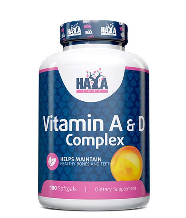 Комплекс витаминов А и Д, Vitamin A &amp; D Complex, Haya Labs, 100 капсул