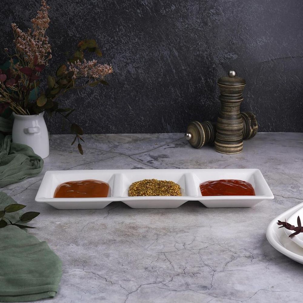 Менажница 30,8*11 см h2,5 см 3 отделения белая фарфор NEW P.L. Proff Cuisine [6]