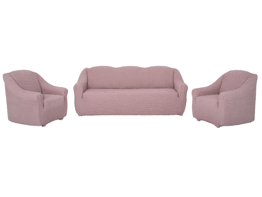 Комплект чехлов на диван и 2 кресла без оборки, цвет Пудра