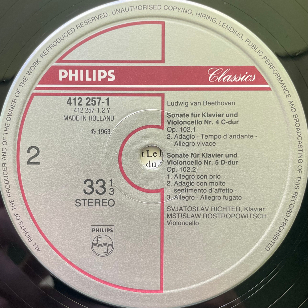 Бетховен - Ростропович, Рихтер - сонаты для фортепиано и виолончели (Голландия 1985г.)