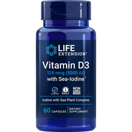 Vitamin D3 with Sea-Iodine 125 mcg (5000 IU) 60 капсул Life Extension