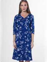 Женский халат с цветочным принтом на молнии (Размер: XL) (Цвет: темно-серый)