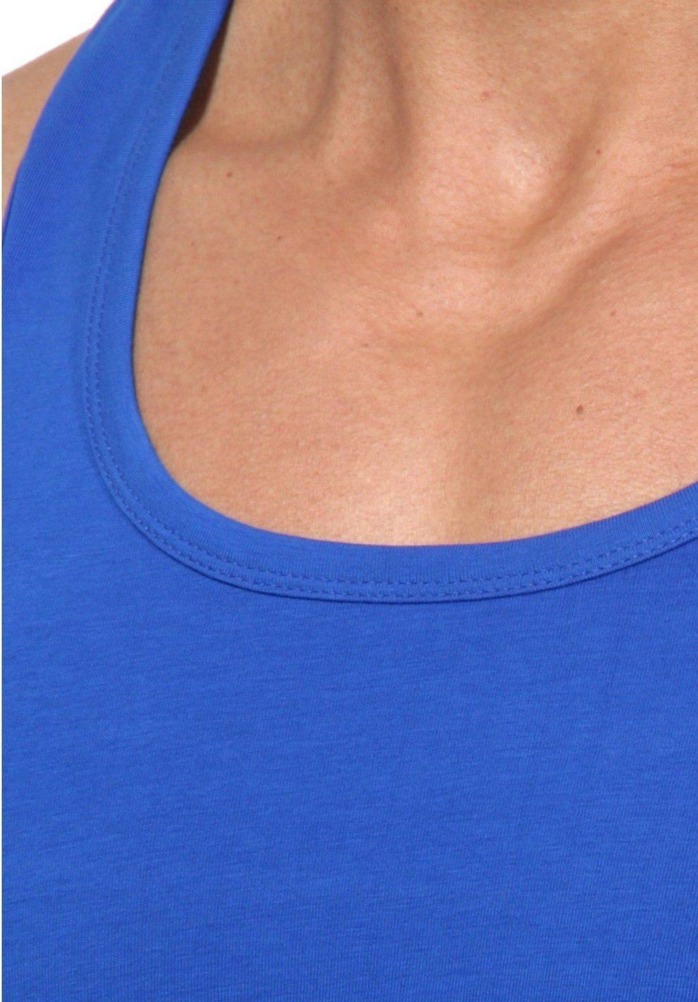 Синяя хлопковая майка-борцовка (Размер: XL) (Цвет: синий)