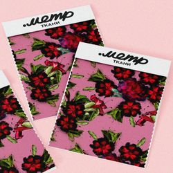 Ткань барби чёрно-красные живописные цветы