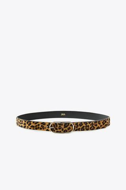 ZARA КОЖАНЫЙ РЕМЕНЬ С ЛЕОПАРДОВЫМ ПРИНТОМ, ЛЕОПАРДОВЫЙ
