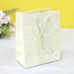 Пакет бумажный 12*15*7см с ручками "Квадраты" бежевый