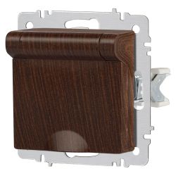Розетка Intro Accent 6-203-10 2P+E Schuko с крышкой, 16А-250В, IP20, СУ, AL/CU, венге