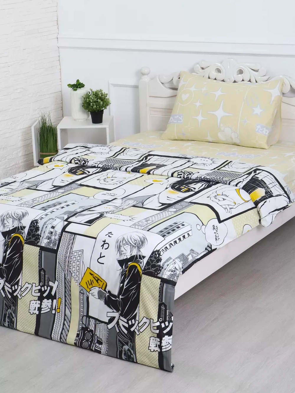 Постельное белье 1.5 спальное аниме 50х70 хлопок 100%