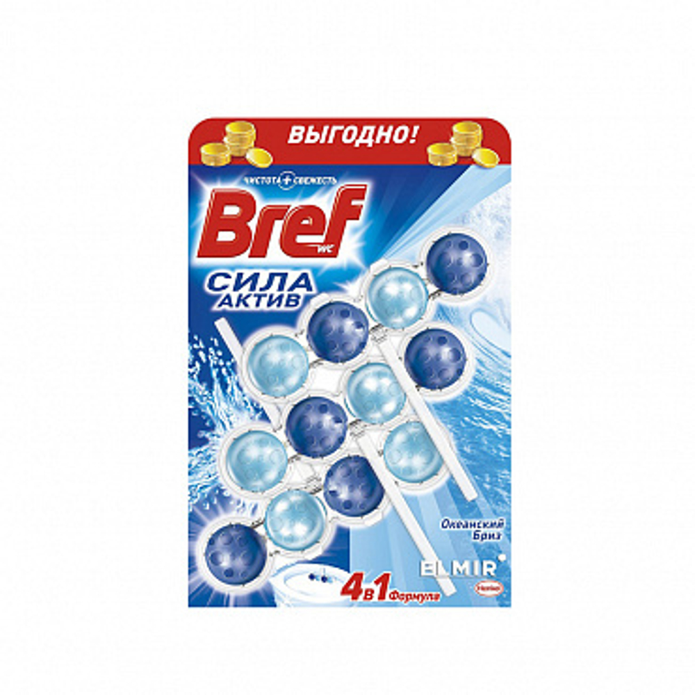 Bref блок для унитаза Сила-актив Океанский Бриз 3х50г