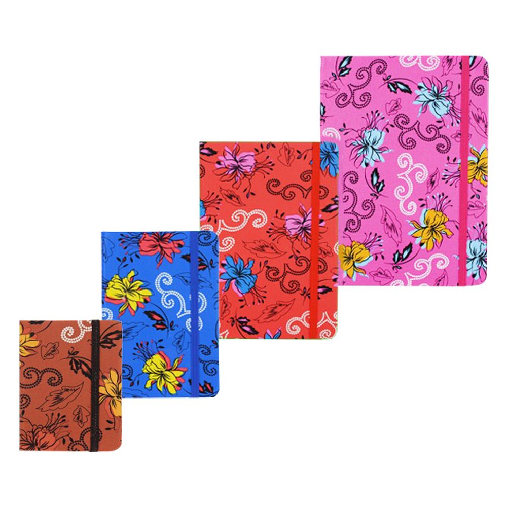 Записная книжка Basir на резинке, формат А6, переплет из кожзама, серия "Цветы", 17*12 см, 96 листов, 4 цвета ассорти Записная книжка Basir на резинке, формат А6, переплет из кожзама, серия "Цветы", 17*12 см, 96 листов, 4 цвета ассорти