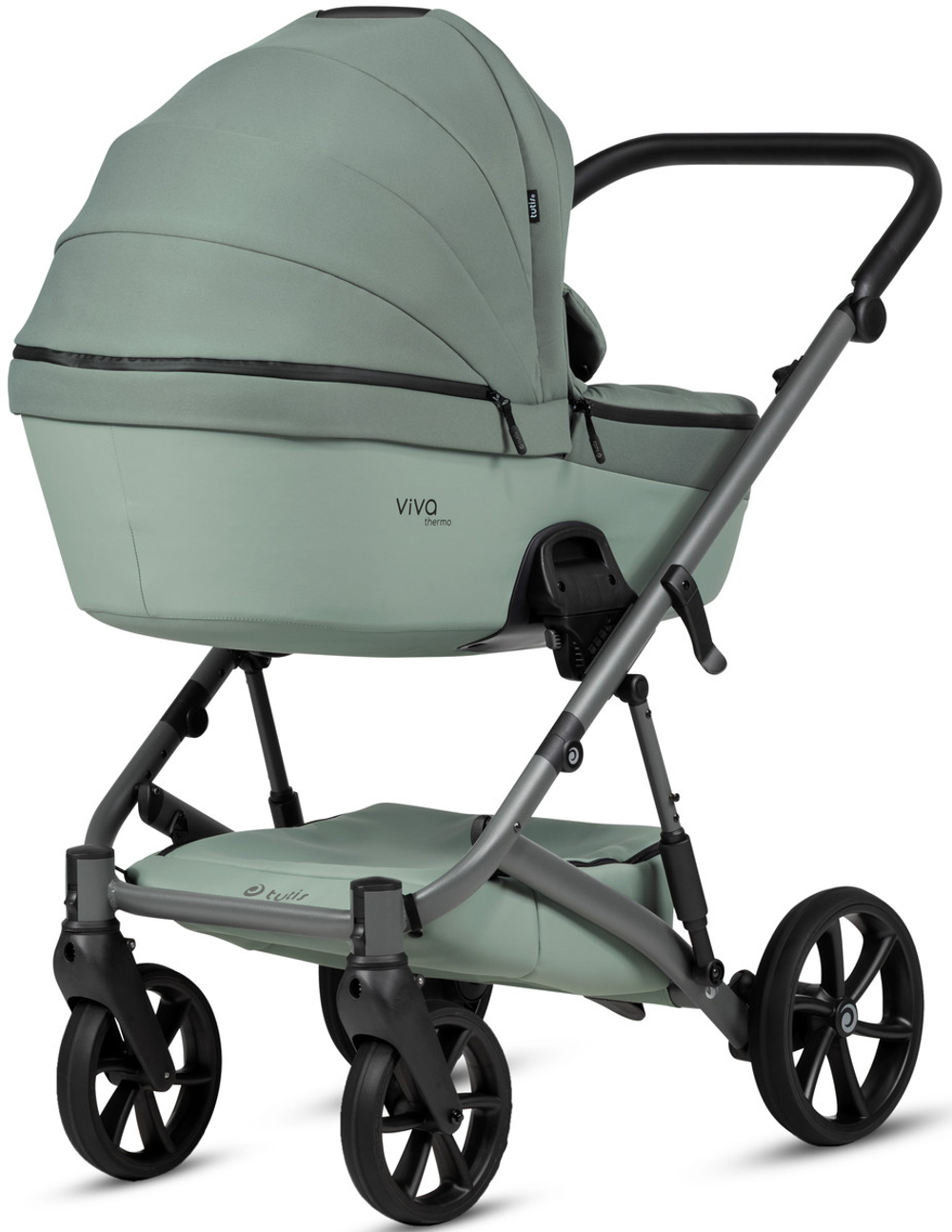 Детская коляска Tutis Viva 6 Plus Essential 4 в 1 с автокреслом Elo Lux EduSky Black и базой 1612039 Sage