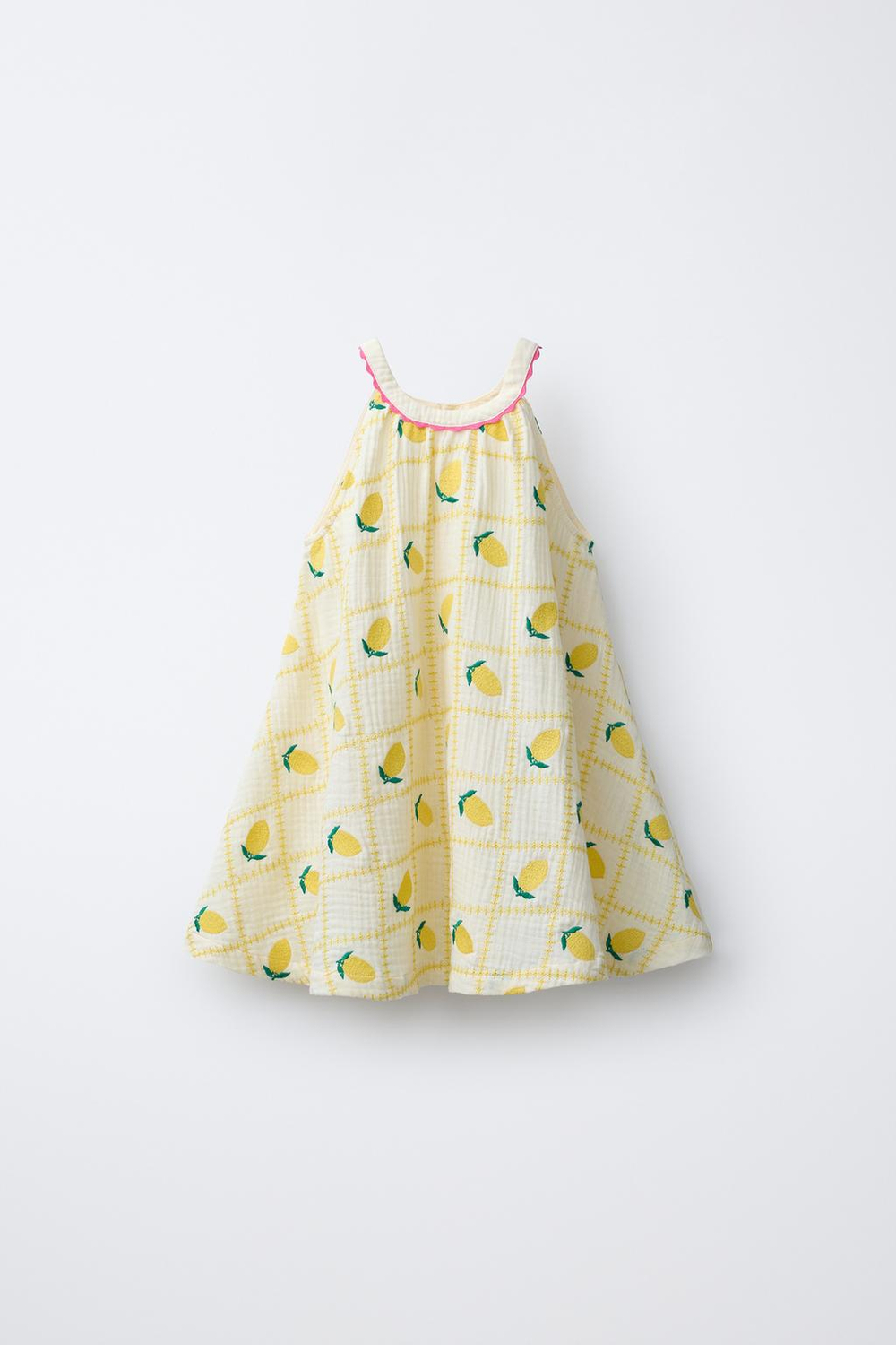 ZARA Х CASA LAWA ПЛАТЬЕ С ВЫШИВКОЙ В ВИДЕ ЛИМОНОВ, ЭКРЮ