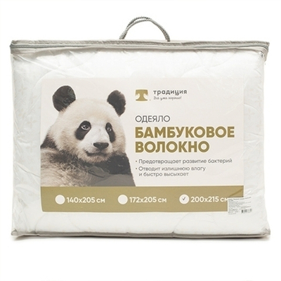 Одеяло 200*215см Традиция стандарт бамбуковое волокно 300г, поплекс (мнг)