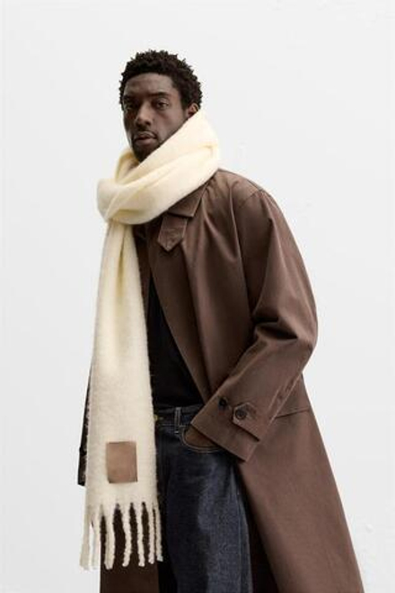 ZARA ШАРФ С РЕЛЬЕФНЫМ УЗОРОМ, ЭКРЮ