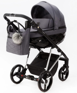 Детская коляска Adamex Quantum Special Edition 2 в 1 Q-TK681 (СЕРЫЙ+ХРОМ РАМА)