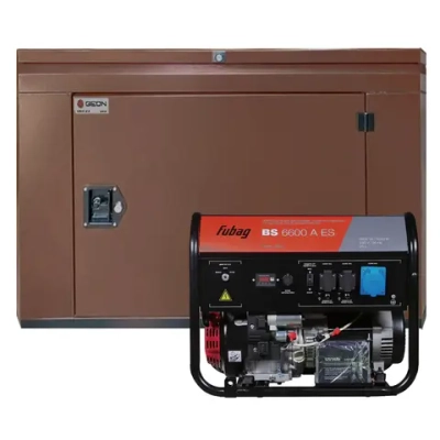 Бензиновый генератор FUBAG BS 6600 AES с кожухом Geon 1400SS RAL 8017