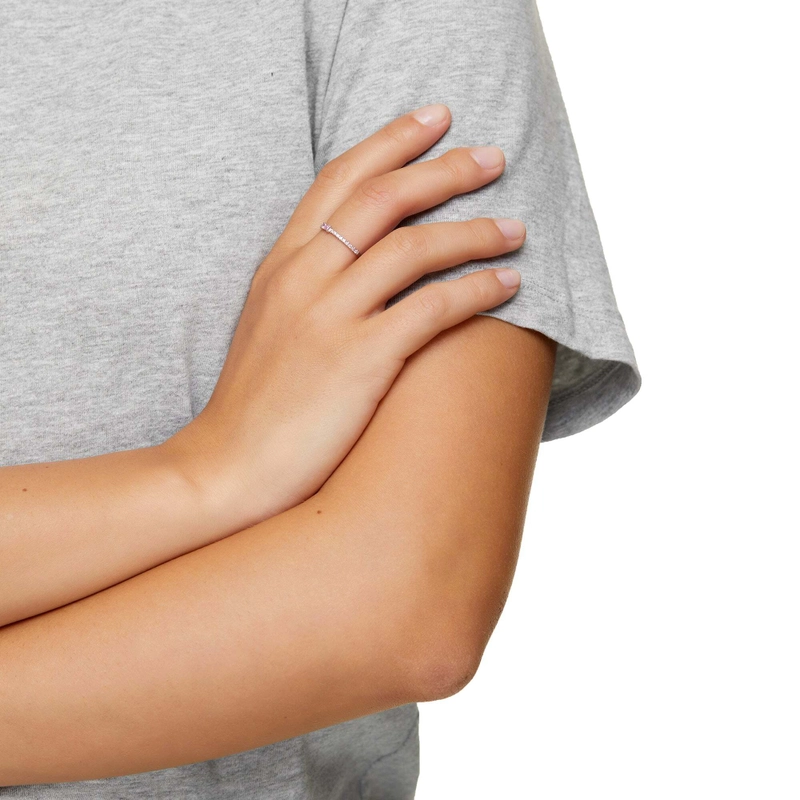 Кольцо Серебряный Тонкий Багет – Розовое