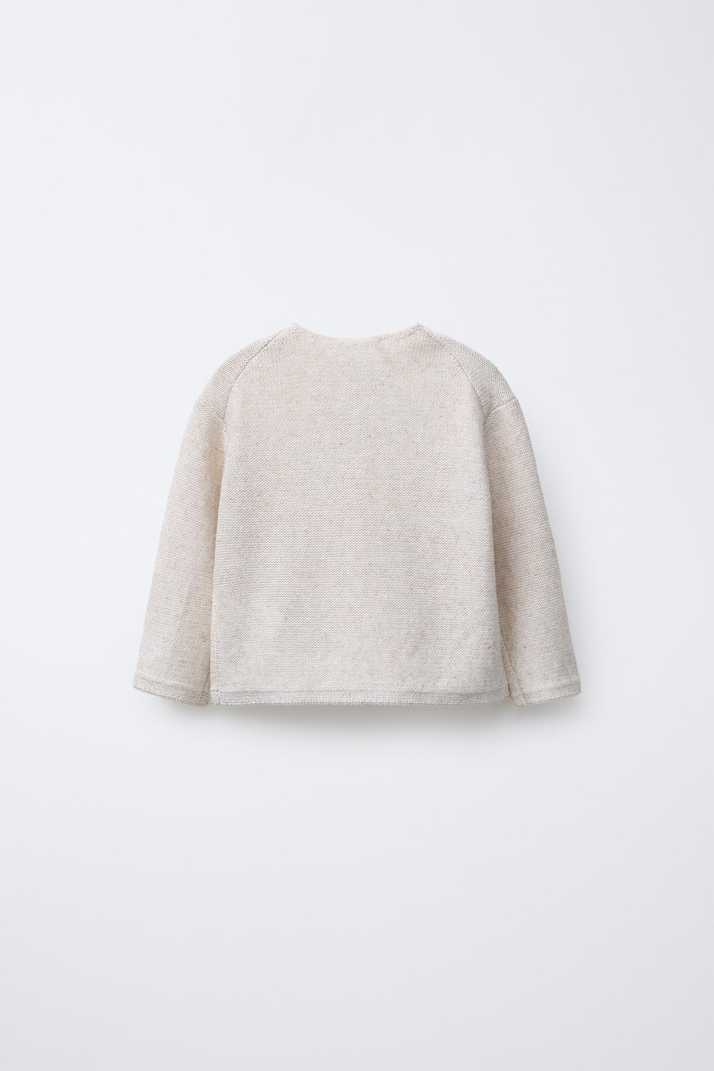 ZARA ДЖЕМПЕР С УЗОРОМ «КОСЫ» И ПУГОВИЦАМИ НА ГОРЛОВИНЕ, СВЕТЛО-БЕЖЕВЫЙ