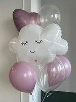 Фонтан из шаров с облаком в розовых оттенках