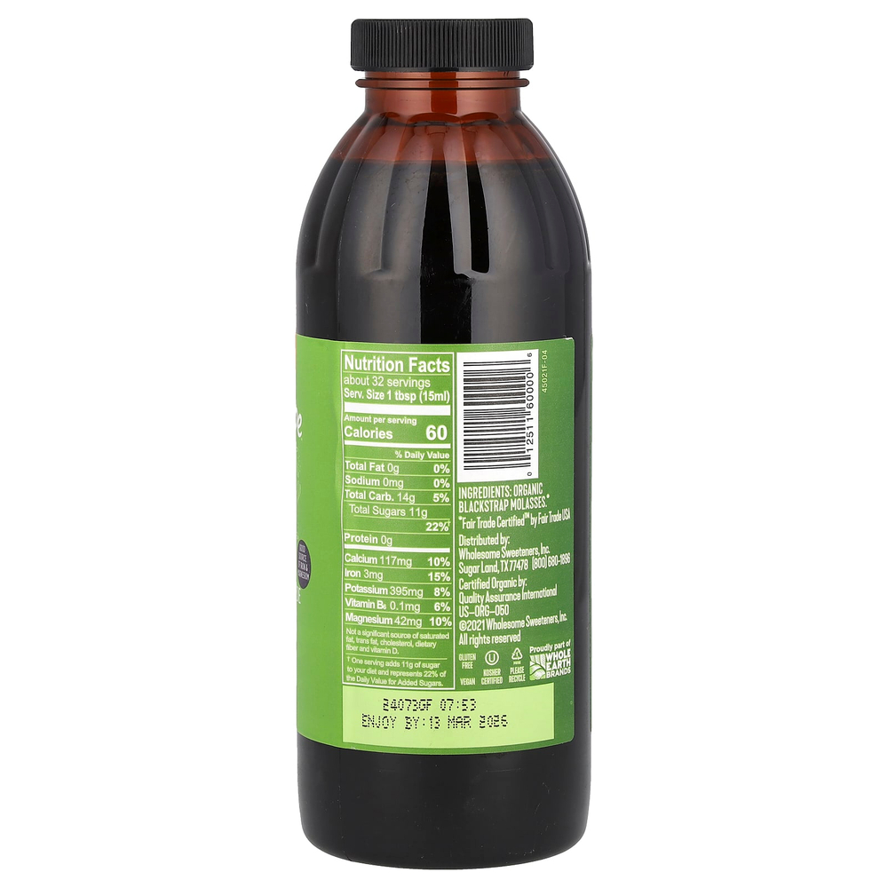 Wholesome Sweeteners, Органическая патока, несульфированная, 473 мл (16 жидк. унц.)