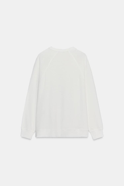 ZARA ФУТБОЛКА ОВЕРСАЙЗ С ДЛИННЫМИ РУКАВАМИ, БЕЛЫЙ