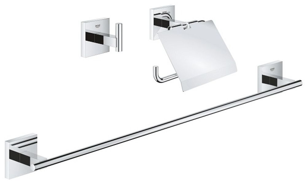 Набор аксессуаров GROHE Start Cube 3 в 1 (крючок для банного халата, держатель для туалетной бумаги с крышкой, держатель полотенца) 41124000
