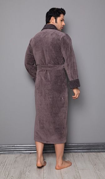 Халат мужской велюровый 1255 коричневый Nusa