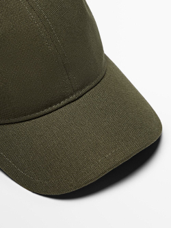 Massimo Dutti Холщовая хлопковая кепка, хаки