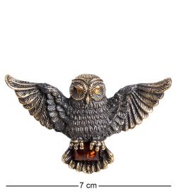 AM-1104 Магнит «Сова» (латунь, янтарь)