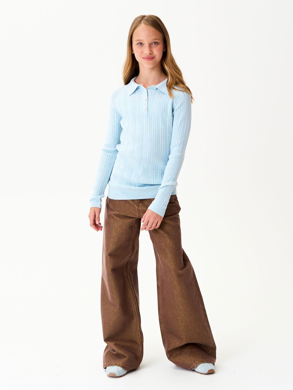 Джемпер поло для девочки1327 небесно-голубой