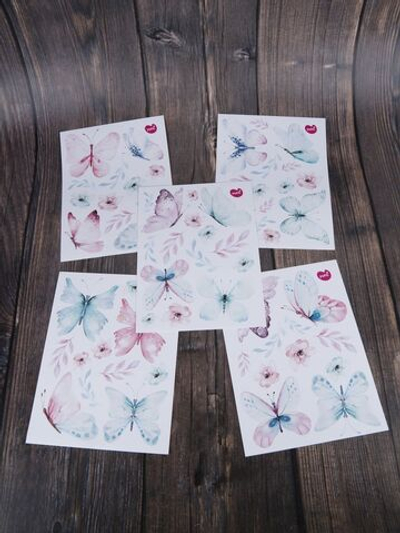 Наклейки бабочки акварельные для декорирования интерьера