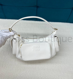 Сумка Miu Miu Pocket белая с внешними карманами