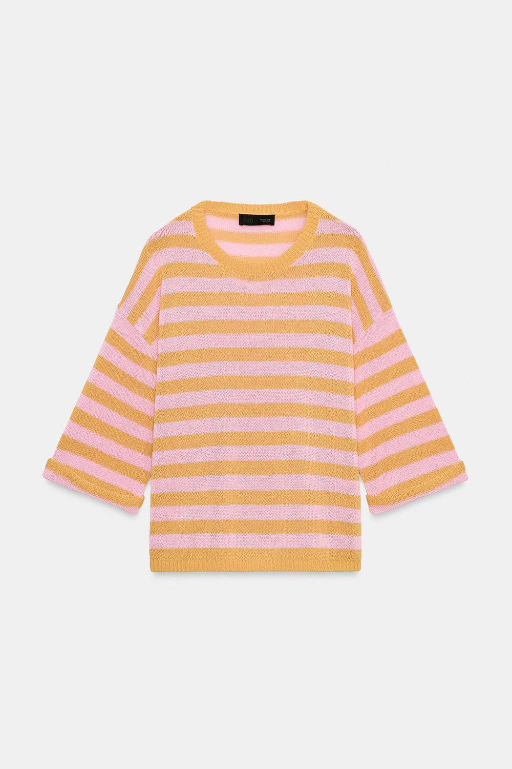 ZARA ТРИКОТАЖНЫЙ ТОП В ПОЛОСКУ, ОРАНЖЕВЫЙ