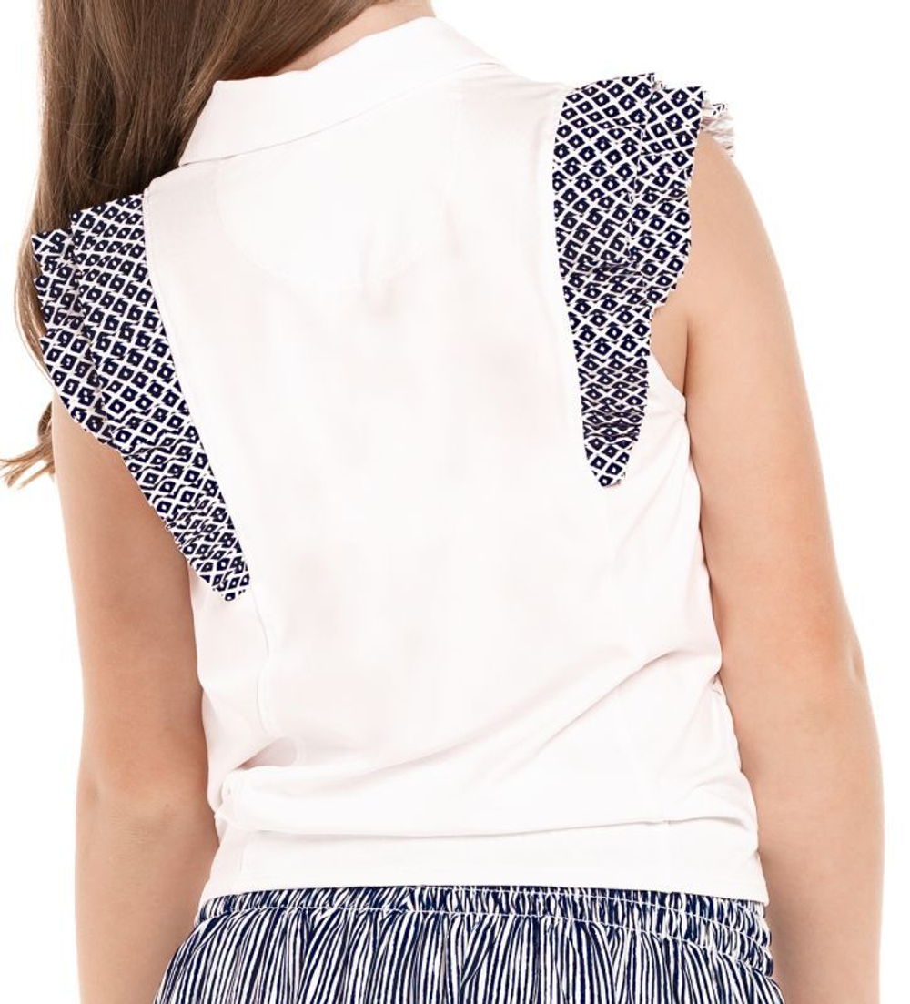 Футболка для девочки теннисная Lucky in Love Santa FE Glow Bandelier Tie Polo - white