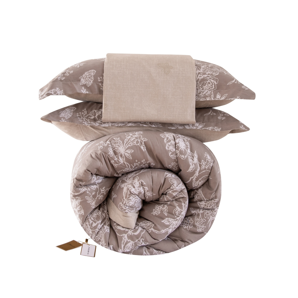 Комплект постельного белья Сатин с Одеялом 100% хлопок 160x80 на резинке OBR164