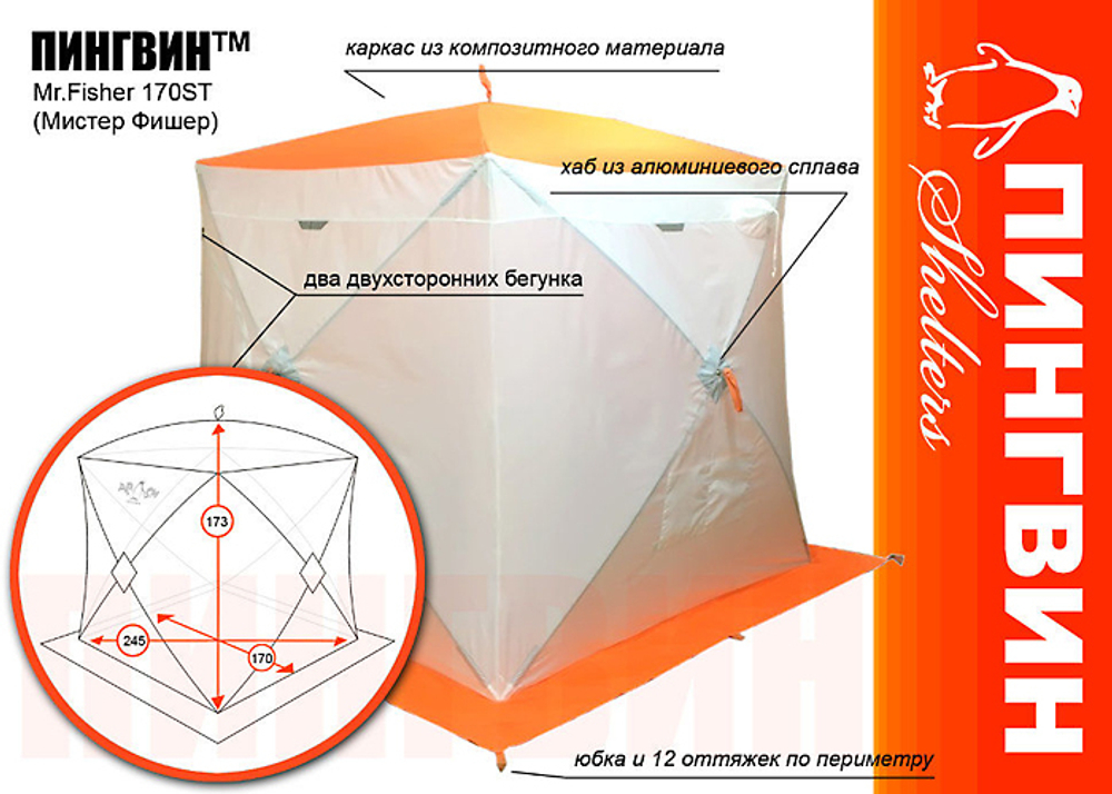 Зимняя палатка (куб) Пингвин Мr. Fisher 170 ST
