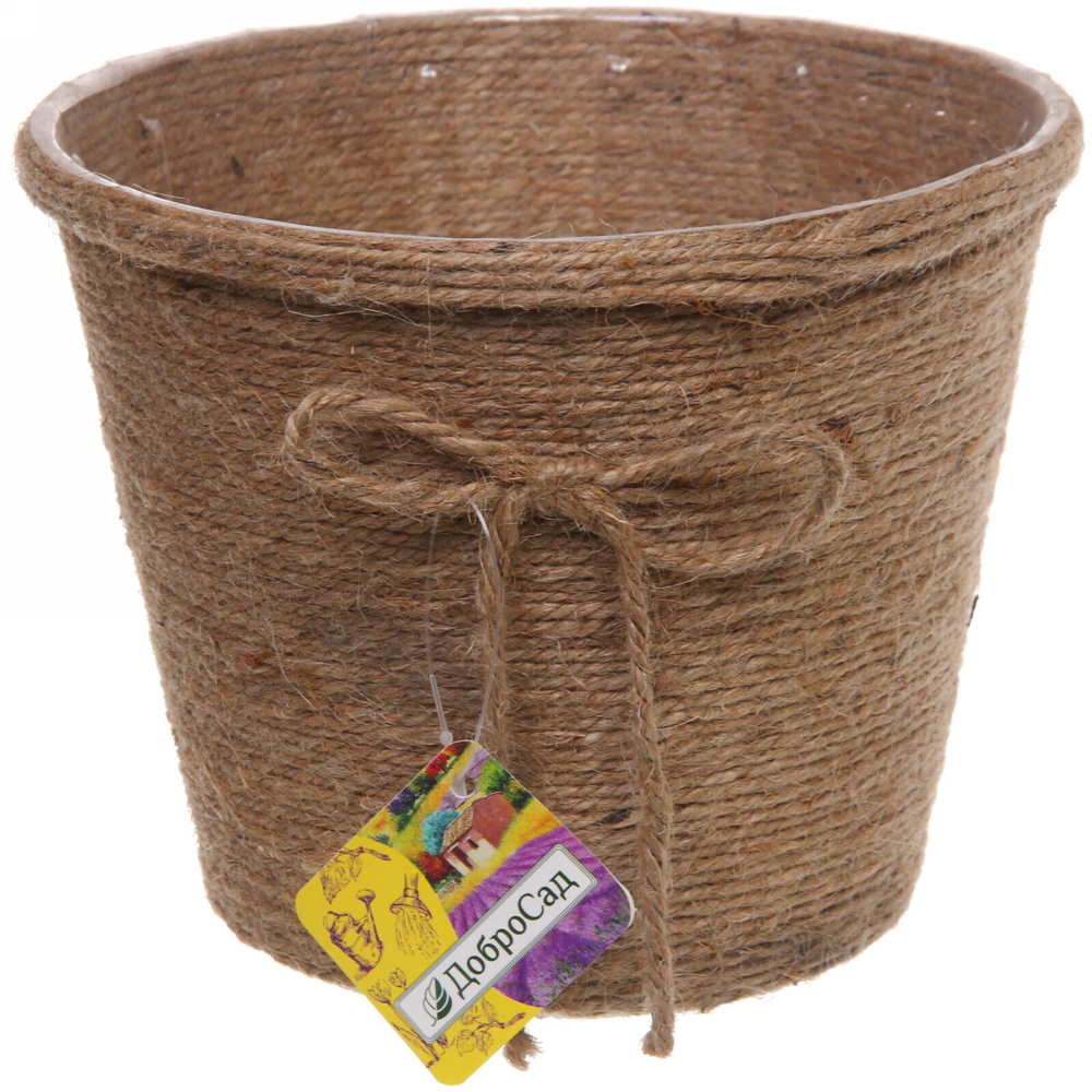 Кашпо плетеное 19*15см «IDEA» со вставкой,цвет пшеничный ДоброСад