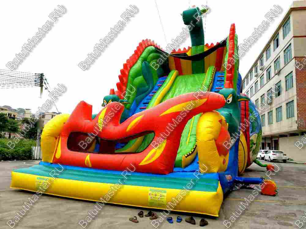Коммерческий надувной батут-горка "Огненный дракон" 18*8*13 м
