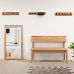 Вешалка настенная для одежды с крючками из массива дуба для прихожей, бани, детской