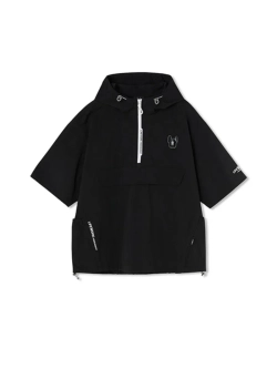 Анорак с капюшоном и короткими рукавами из нейлона