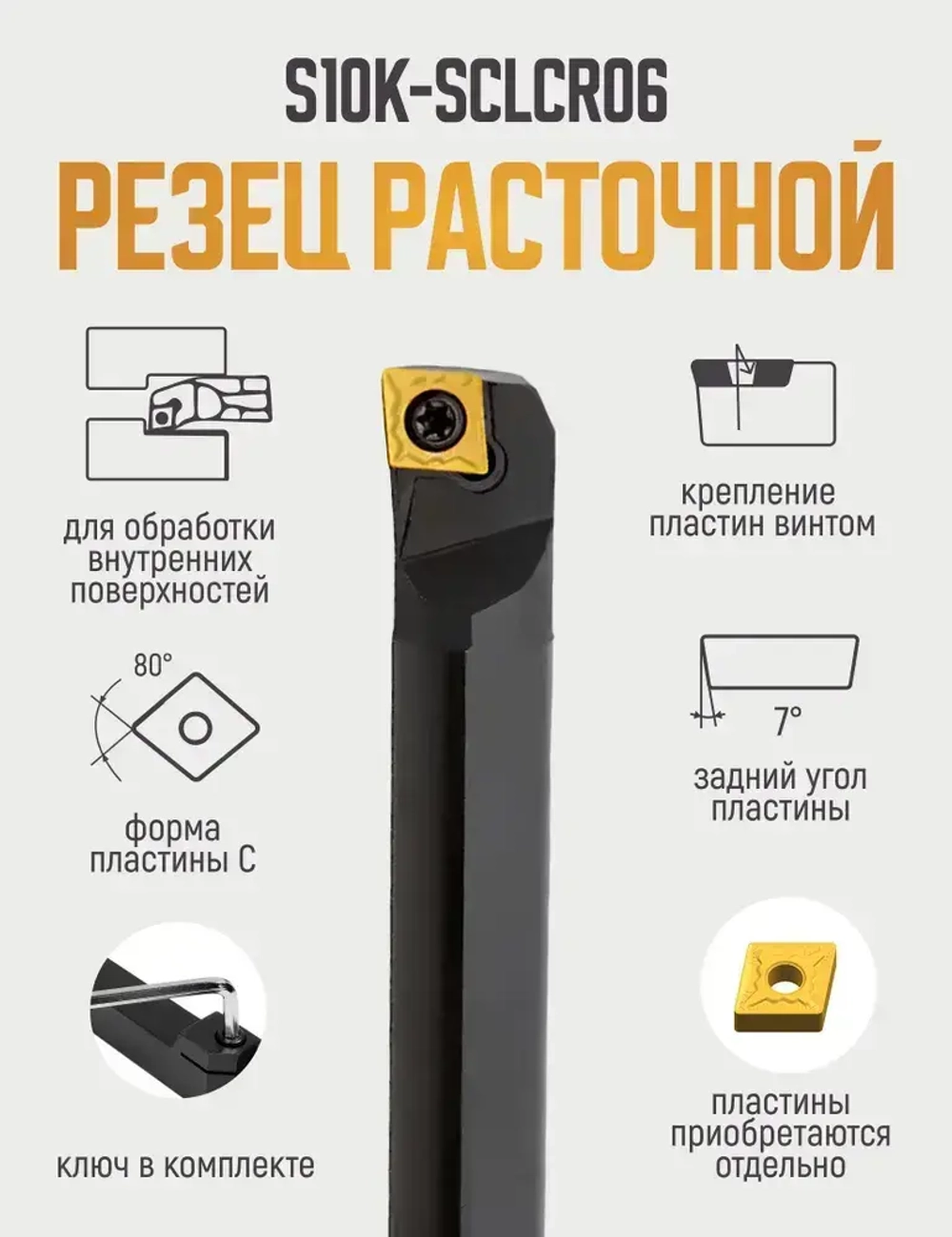 S10K-SCLCR06 Резец расточной для глухих отверстий