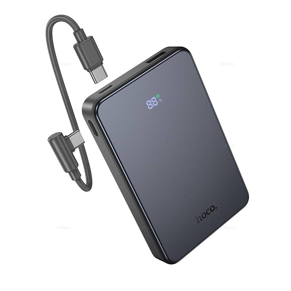 Hoco J170 Starlight 22.5W+PD20W универсальный портативный аккумулятор с кабелем (10000mAh) (metal grey)