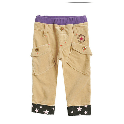 Брюки детские вельветовые с контрастным поясом и отворотами