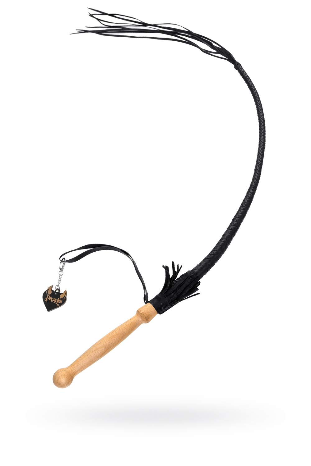 Кнут плетеный Pecado BDSM из натуральной кожи черный 75 см