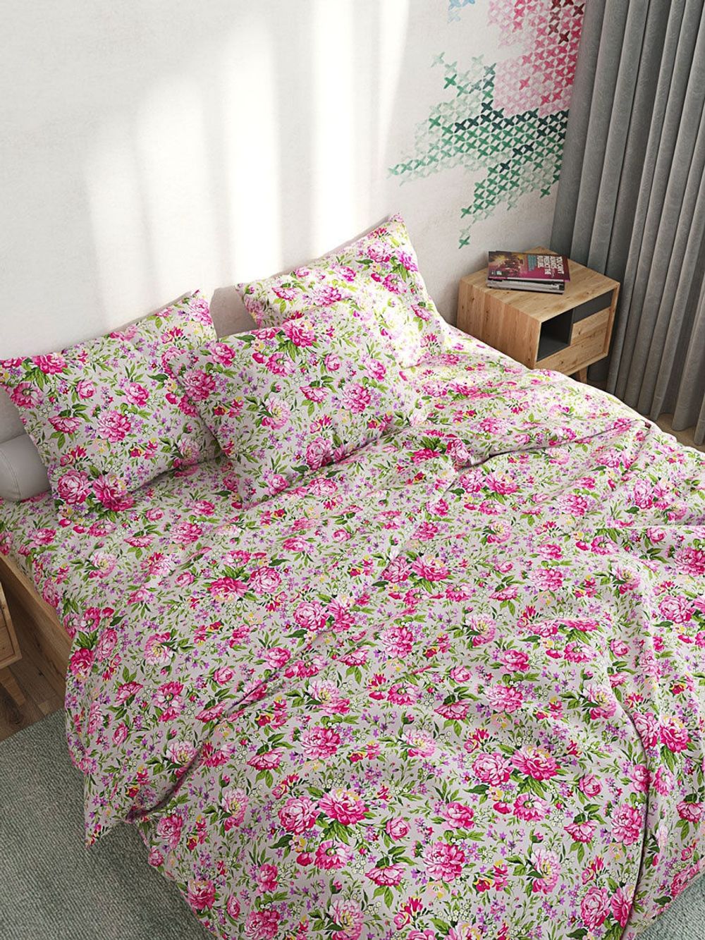 Наволочка комплект 2шт Сказка "Букет пионов" 50х70 см, перкаль